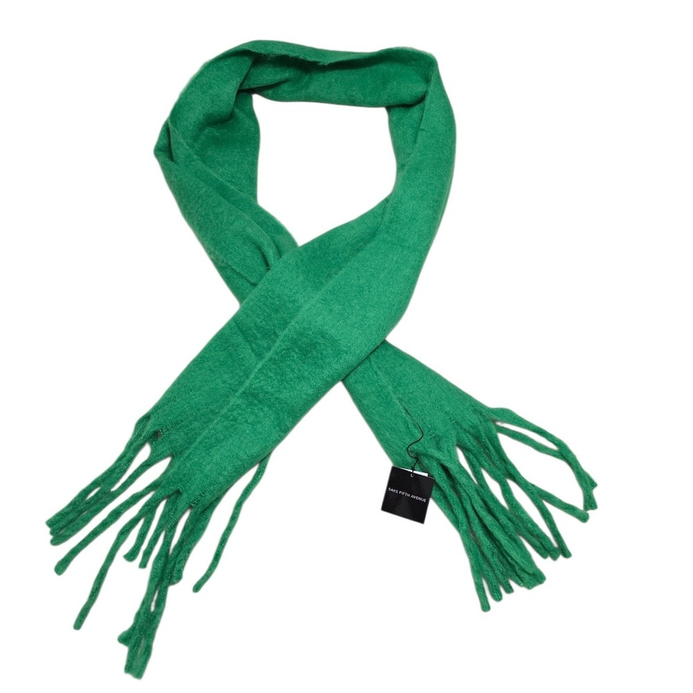 Saks Fifth Avenue Kelly Green Oversized Brushed Fringe Scarf 9A90410SKU New